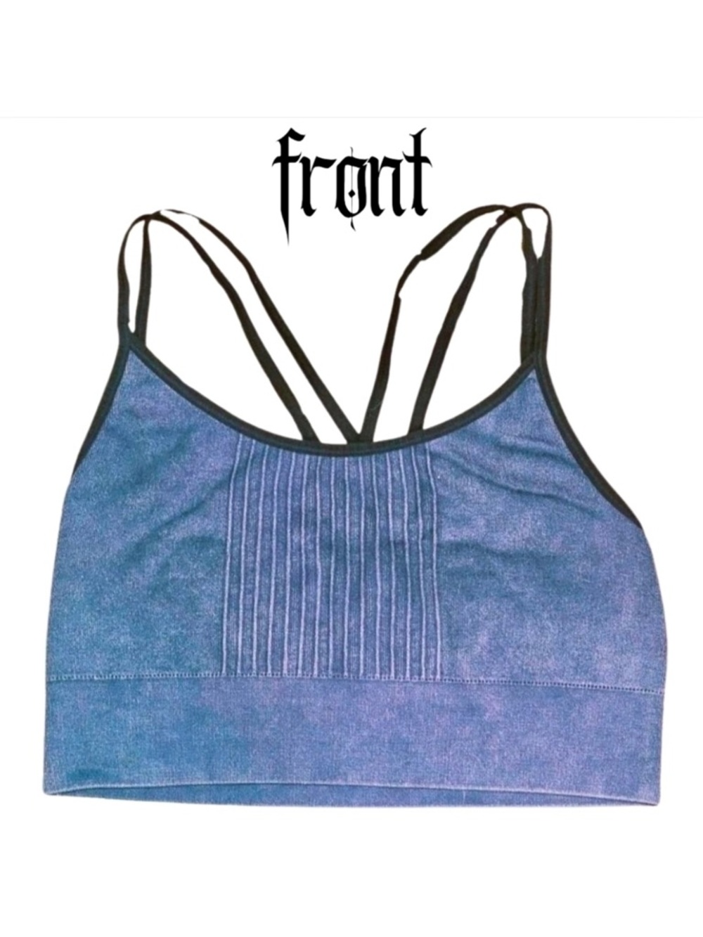 gray sports bra with crossover straps